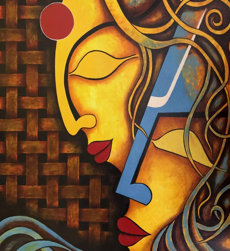 Shiv Parvati Modern Art Painting By Akash Bhisikar Saatchi Art