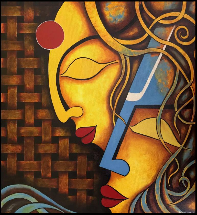 Shiv Parvati Modern Art Painting by Akash Bhisikar | Saatchi Art