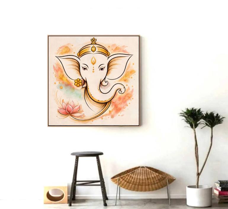 Original Art Deco Religion Painting by Akash Bhisikar