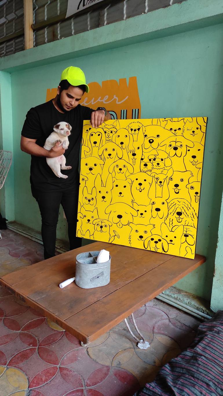 Original Abstract Dogs Painting by Akash Bhisikar