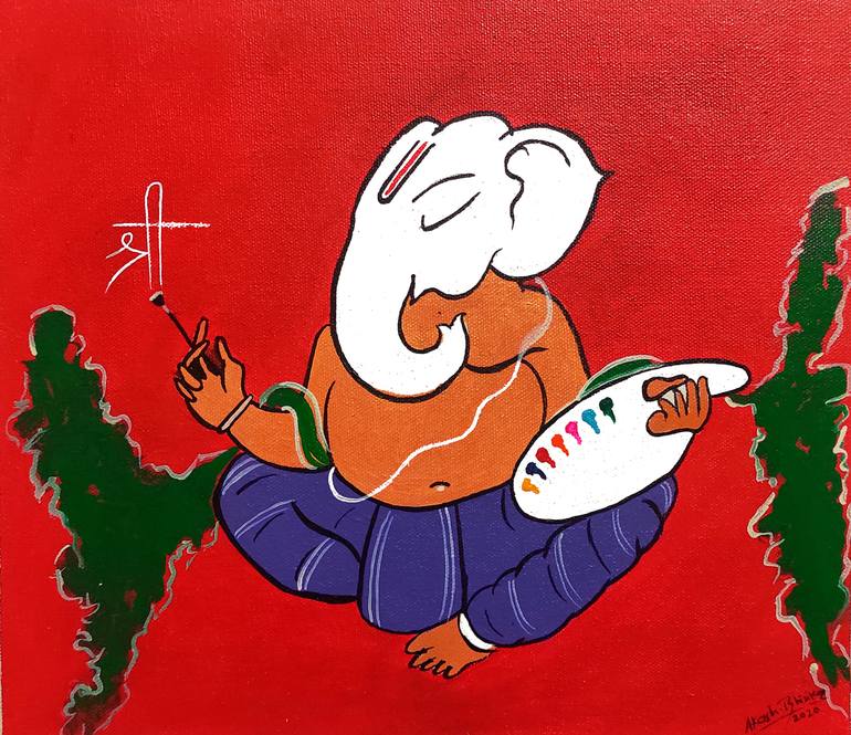 Original Abstract Religion Painting by Akash Bhisikar