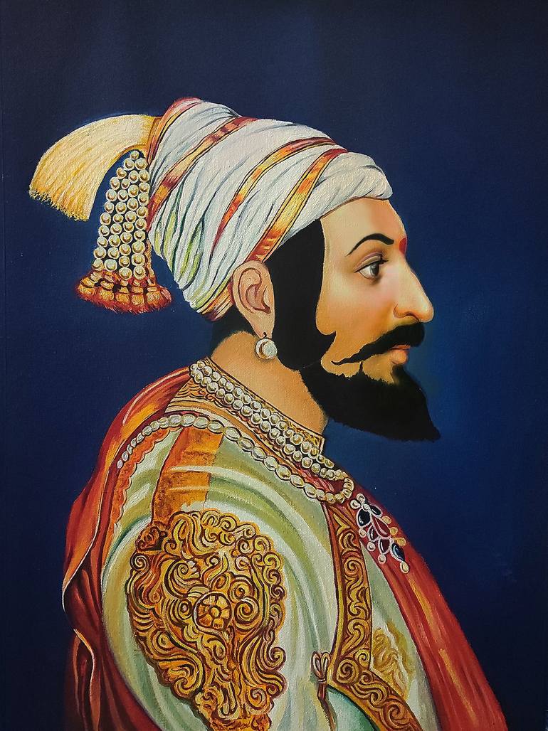 Shivaji Maharaj Realistic Oil portrait Painting by Akash Bhisikar ...