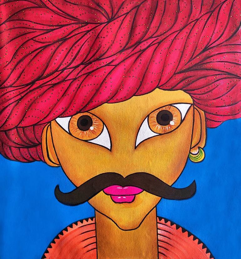 Khamma Ghani - Rajasthani Man Vector Illustration Art Painting by Akash  Bhisikar | Saatchi Art