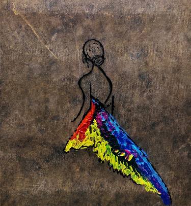 Back Pose Women - Multicolored Texture Art thumb