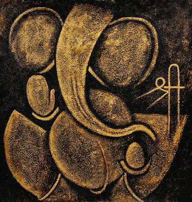 Lord Ganesha Golden Grains Texture Abstract thumb