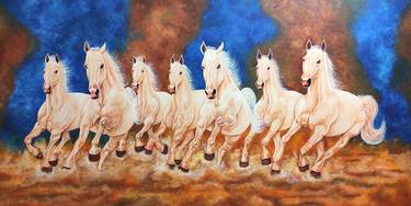 Seven Running Horses - Indian Vastu Painting thumb