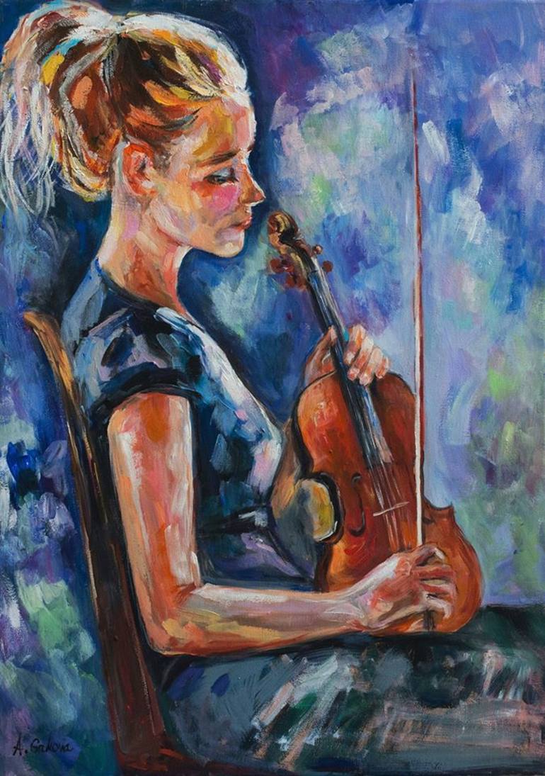 The violinist Painting by Andy Gakova Saatchi Art