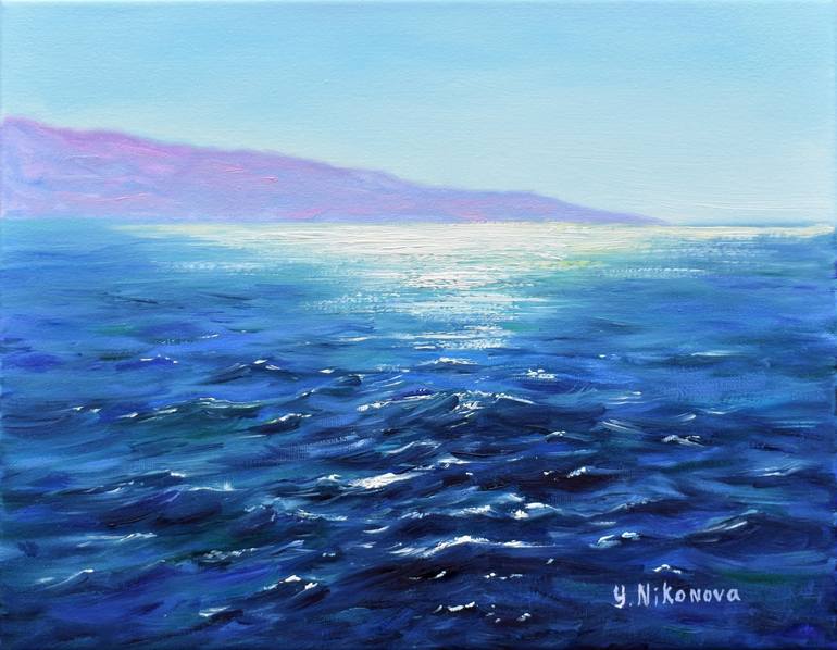 Deep Blue Waves Painting by Yulia Nikonova | Saatchi Art