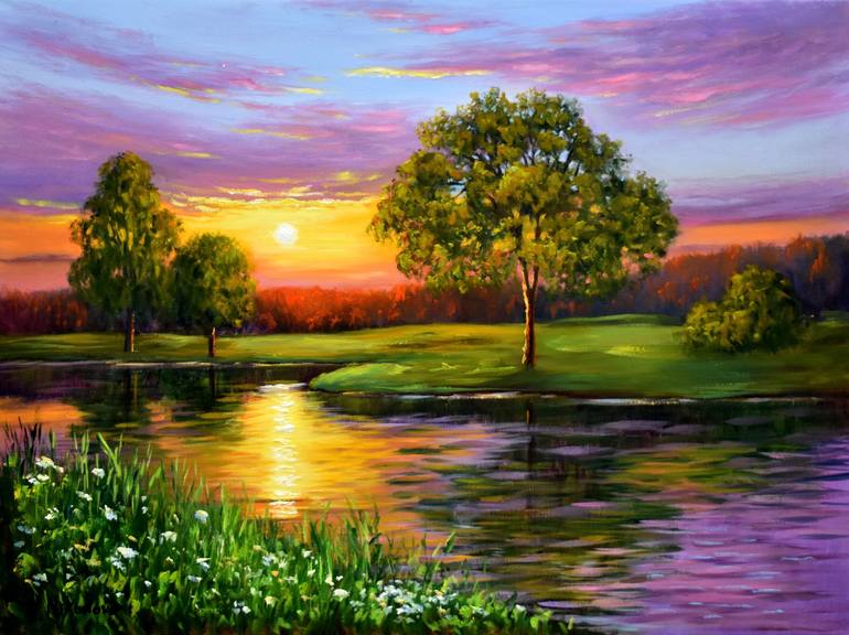 nature oil paintings sunset