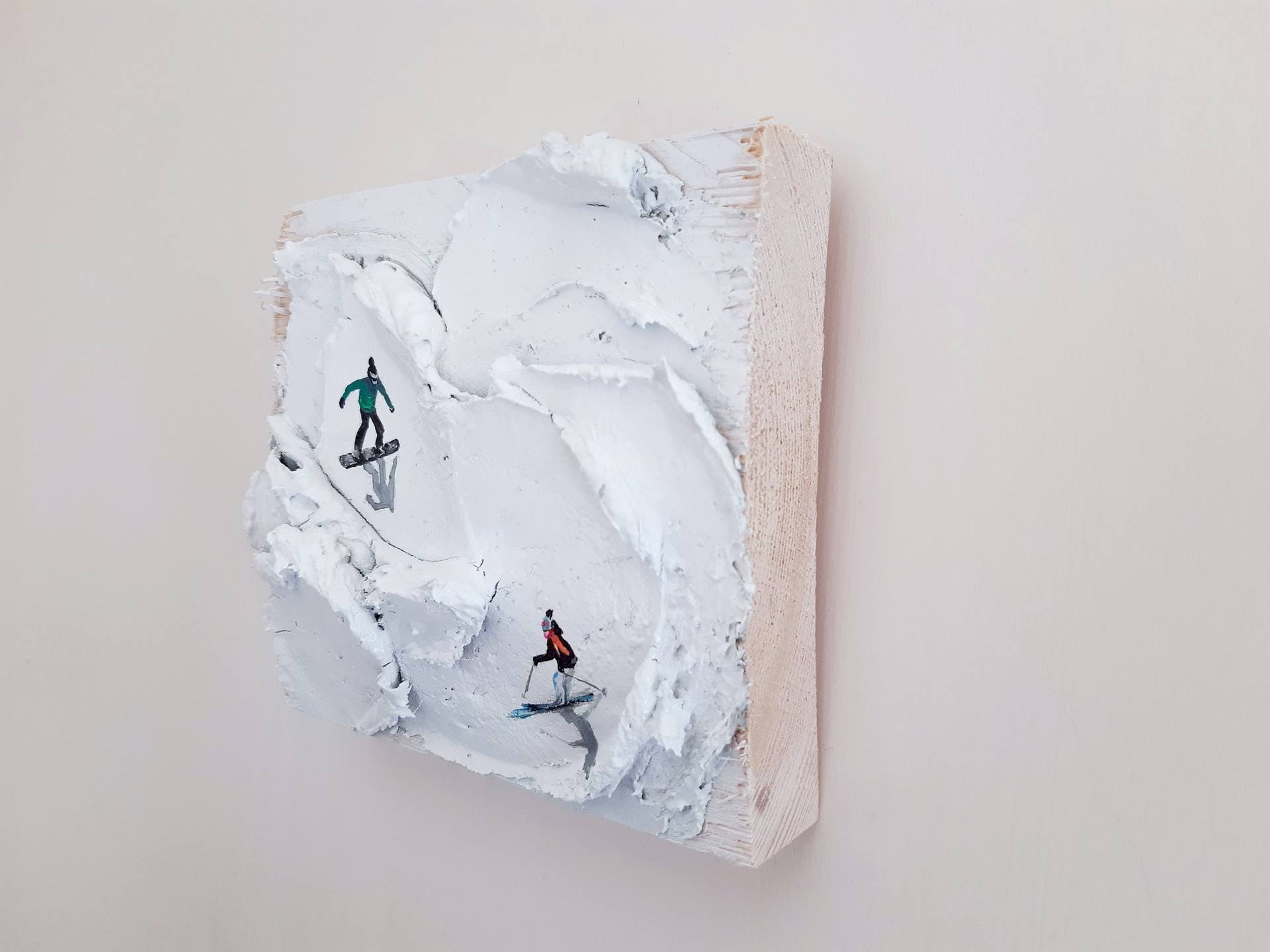 Winter Sport Painting Snowboarder Painting Original Texture Painting Small painting 4 by 3 by VitaArtMagic