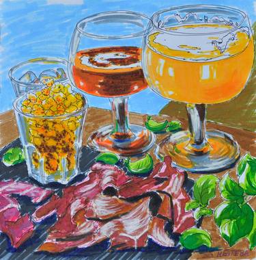 Print of Abstract Expressionism Food & Drink Drawings by Nina Butieva