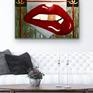 Lips above a white sofa