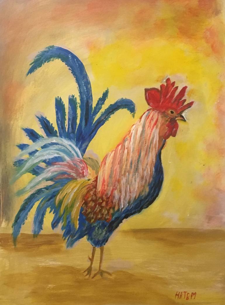 Happy rooster Painting by HATEM IBRAHIM | Saatchi Art