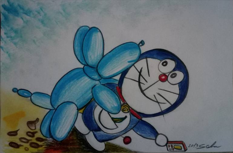 Keff Koons With Doraemon Drawing By Scala Roberto Saatchi Art