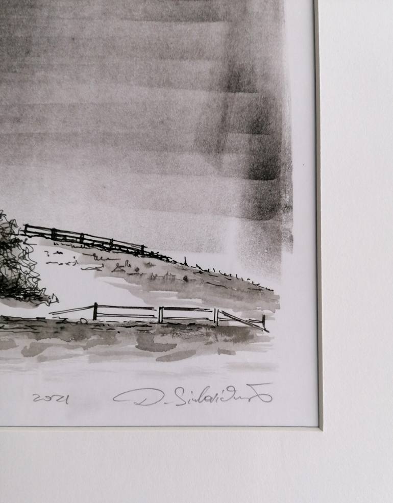 Original Surrealism Landscape Drawing by Deividas Sinkevicius