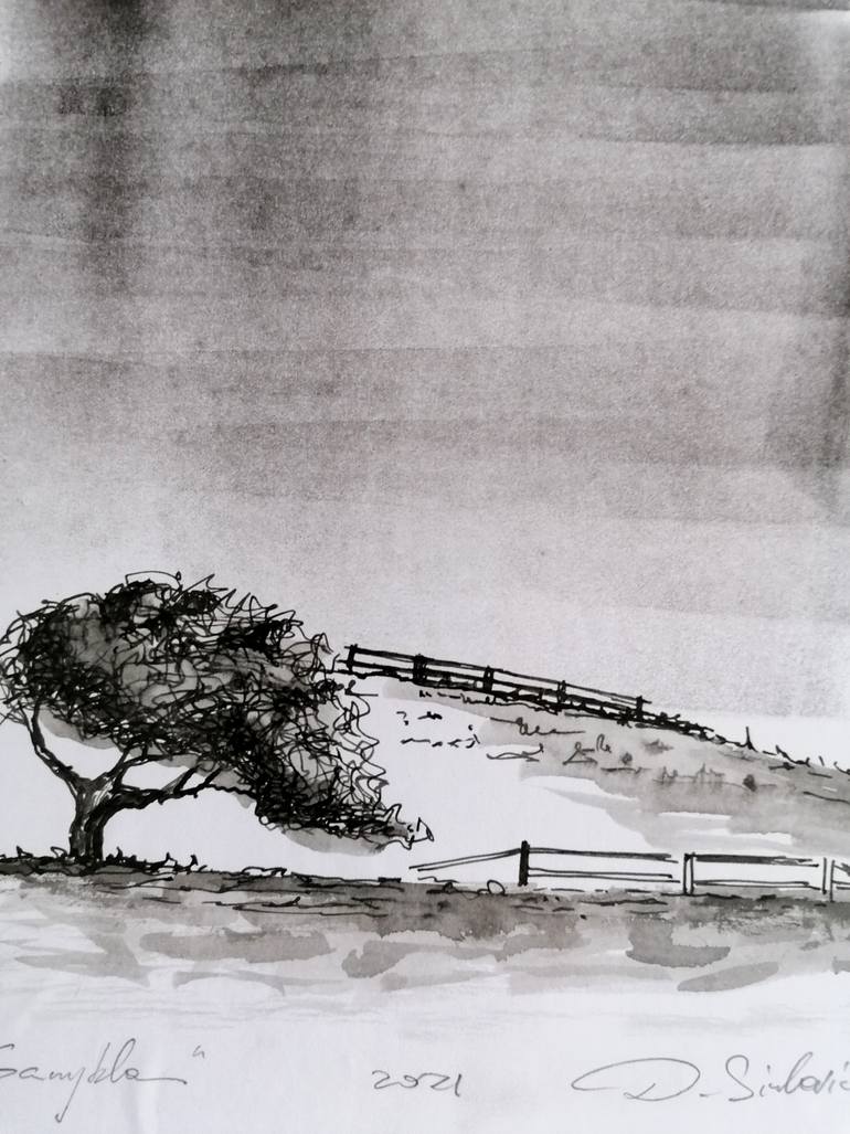 Original Surrealism Landscape Drawing by Deividas Sinkevicius