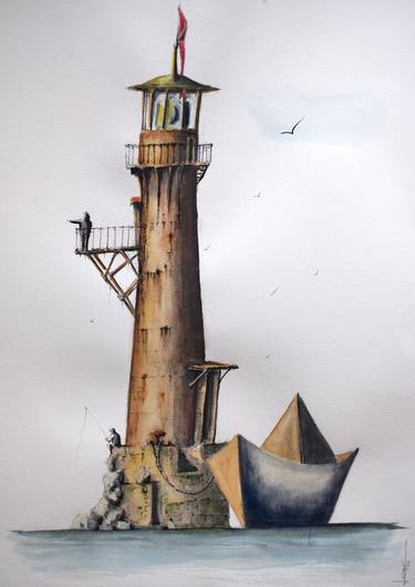 Print of Surrealism Boat Paintings by Leonardo Calcagno