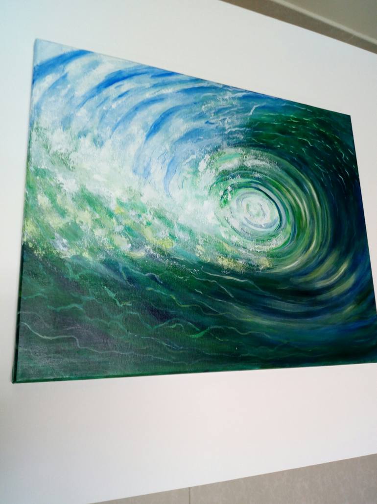 Original Art Deco Seascape Painting by Vijaya Madhu