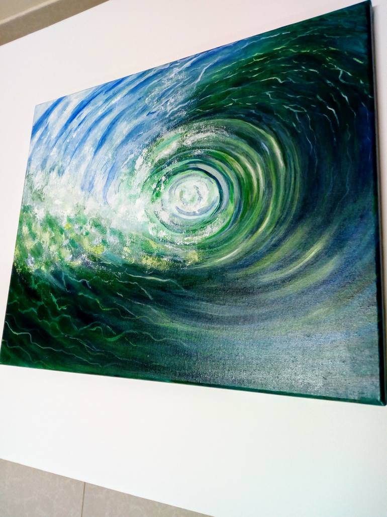 Original Art Deco Seascape Painting by Vijaya Madhu