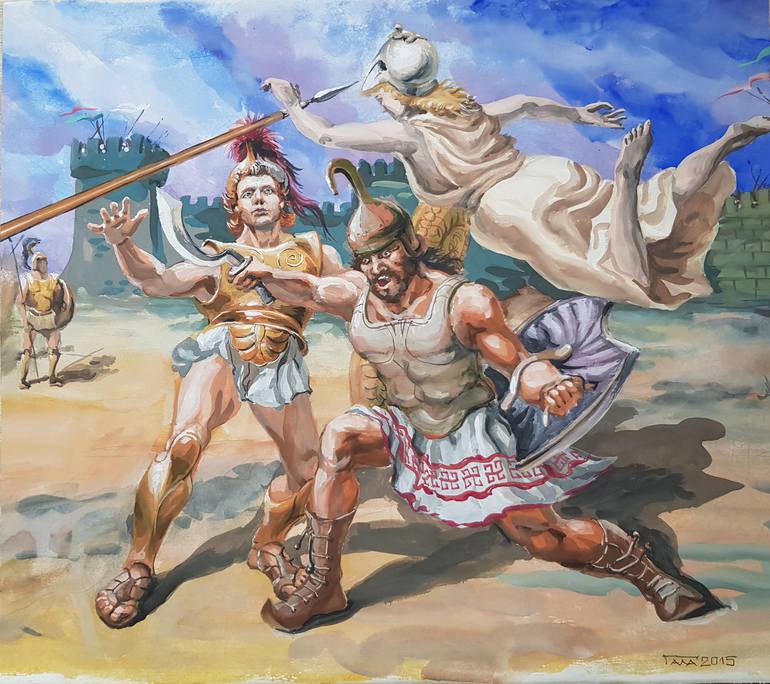 Achilles and Hector Painting by Evgenii Galaburda | Saatchi Art