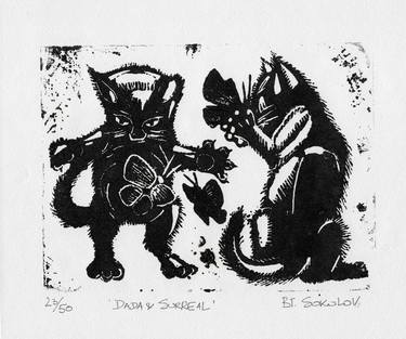 Original Figurative Cats Printmaking by Ben Falconer