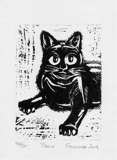 Original Figurative Cats Printmaking by Ben Falconer