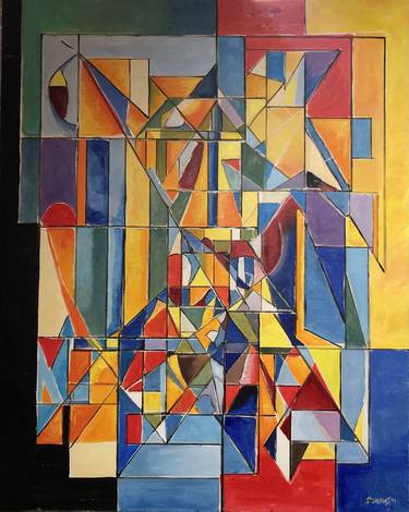 Original Cubism Abstract Painting by Tamas Stonawski