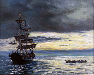 Original Impressionism Boat Paintings by Tamas Stonawski