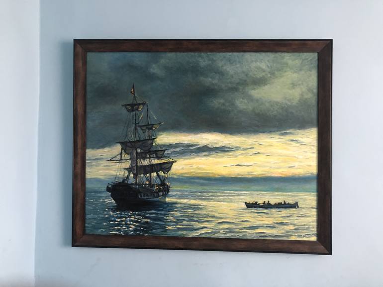 Original Impressionism Boat Painting by Tamas Stonawski