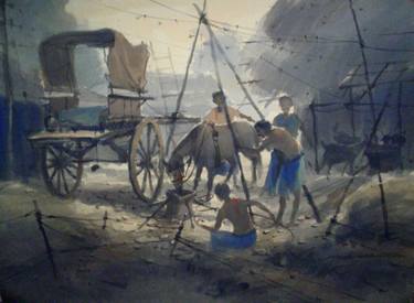 Print of Realism Rural life Paintings by Jiaur Rahman