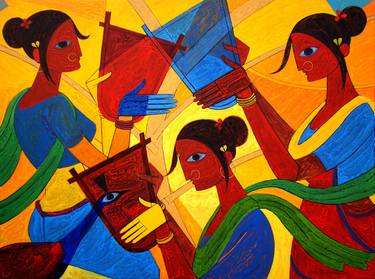 Original Figurative Performing Arts Paintings by Jiaur Rahman