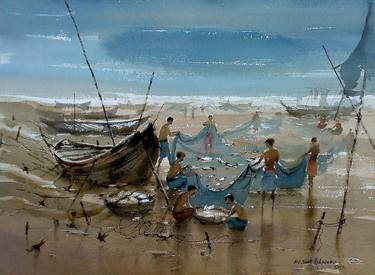 Original Beach Paintings by Jiaur Rahman