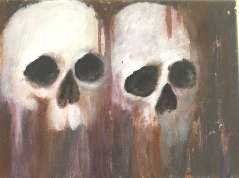 2'x3' original mixed media skull hot art