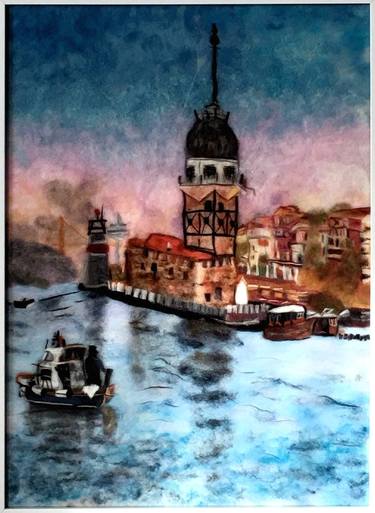 Painting "Maiden's Tower", woolen painting thumb