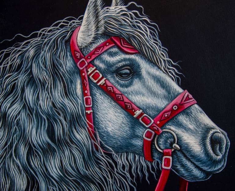 Original Realism Horse Painting by Alexandra Larina Satori