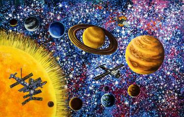 Original Expressionism Outer Space Paintings by Alexandra Larina