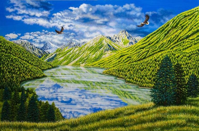 Kucherlinskoye Lake, Altai Mountains Painting by Alexandra Larina ...