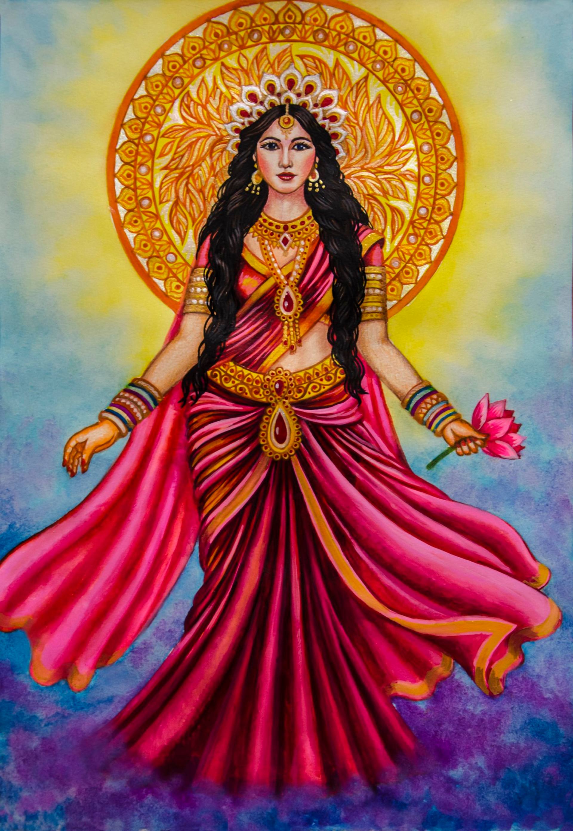 Goddess Lakshmi Painting by Alexandra Larina Satori | Saatchi Art