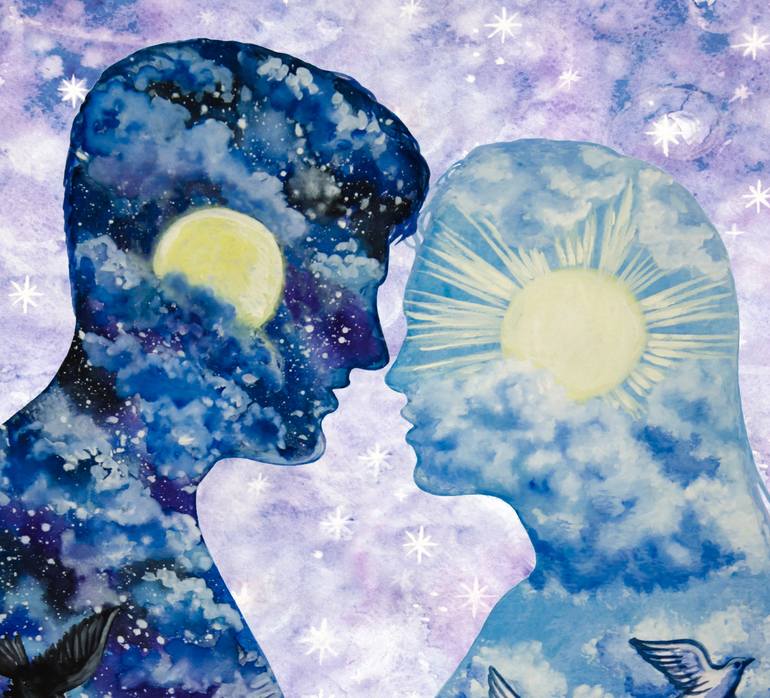 Original Art Nouveau Love Painting by Alexandra Larina Satori