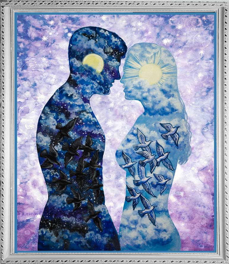 Original Art Nouveau Love Painting by Alexandra Larina Satori