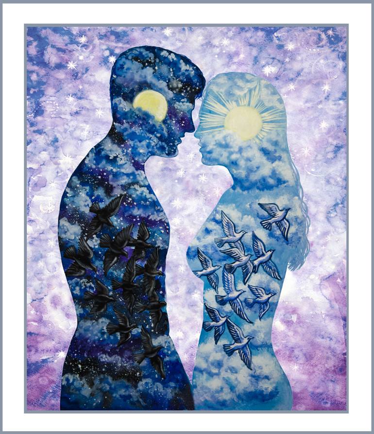 Original Art Nouveau Love Painting by Alexandra Larina Satori