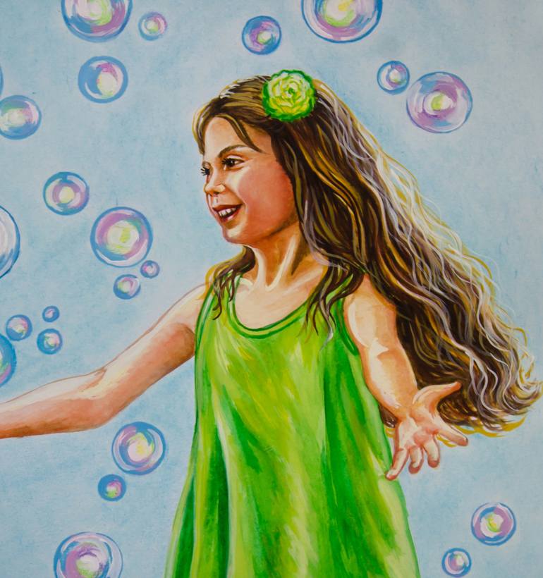 Original Realism Children Painting by Alexandra Larina Satori