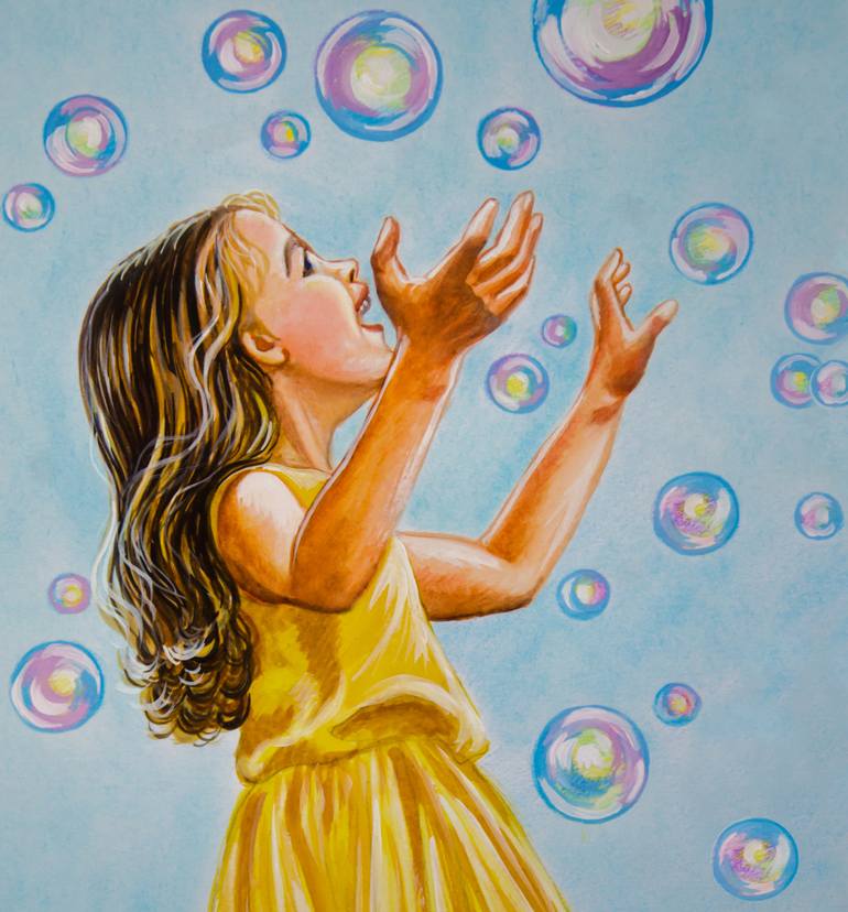 Original Realism Children Painting by Alexandra Larina Satori