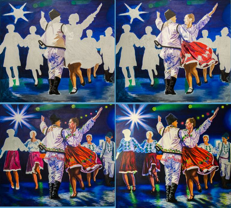 Original Realism People Painting by Alexandra Larina Satori