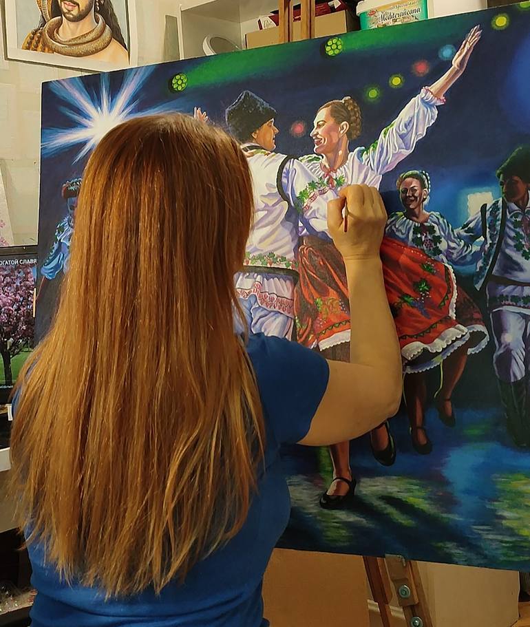 Original Realism People Painting by Alexandra Larina Satori