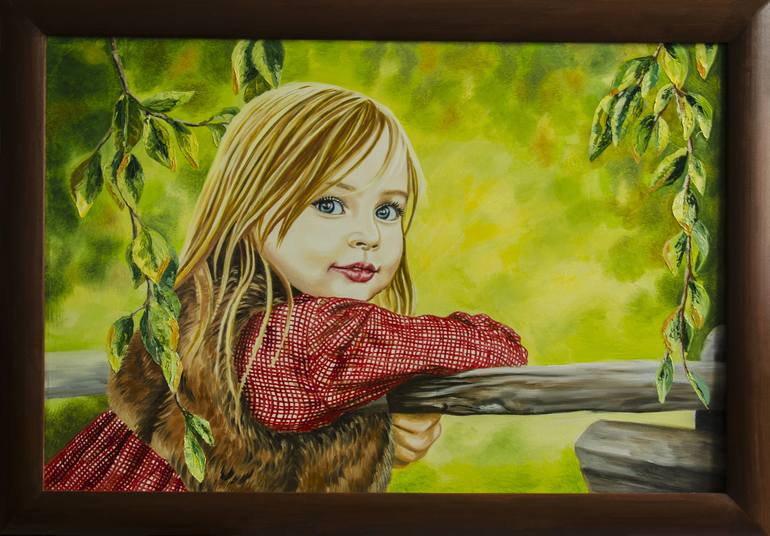 Original Portraiture Children Painting by Alexandra Larina