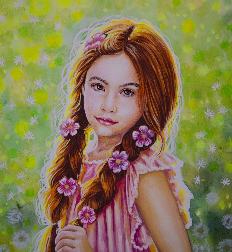 Original Realism Children Painting by Alexandra Larina