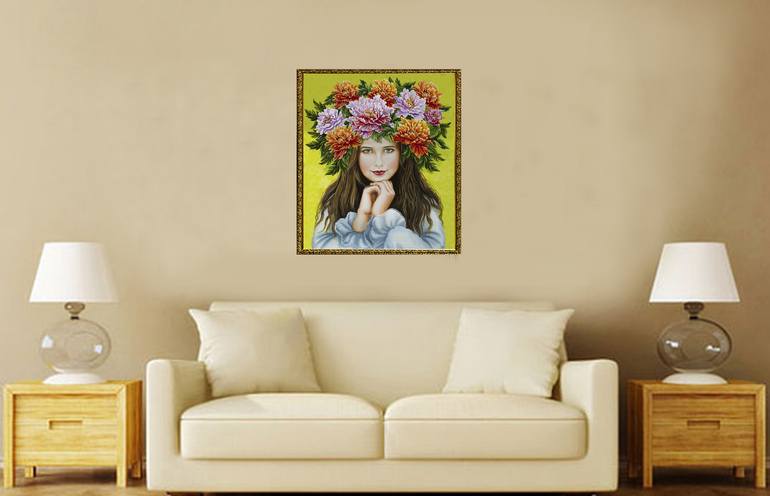 Original Folk Women Painting by Alexandra Larina Satori