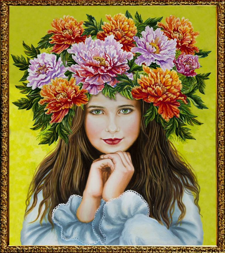 Original Folk Women Painting by Alexandra Larina Satori