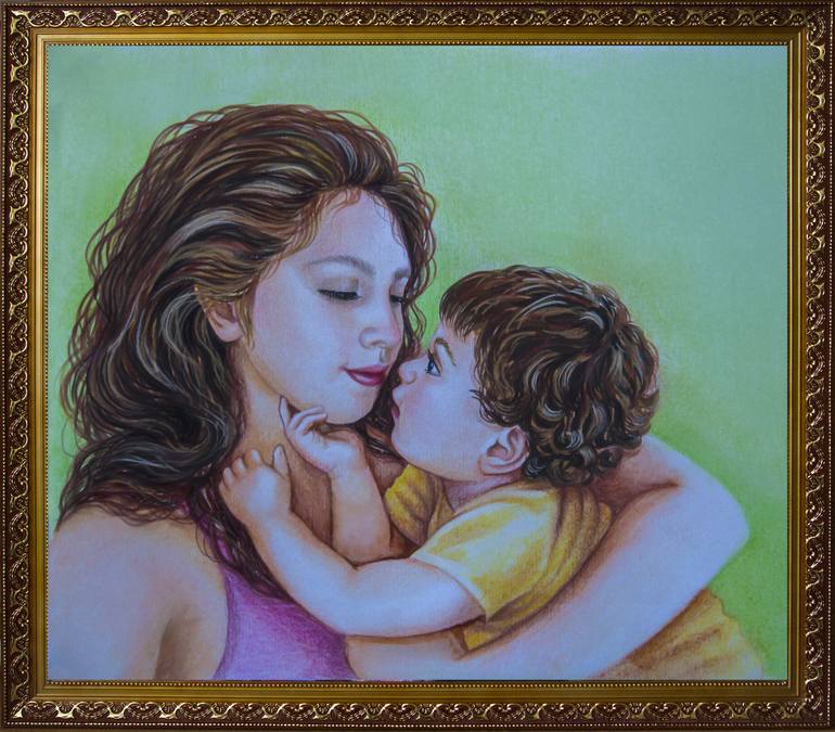 Original Impressionism Family Painting by Alexandra Larina Satori